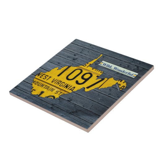 West Virginia License Bord Map Ceramic Tile Tegeltje (Zijkant)