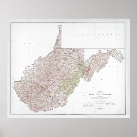 West Virginia Map (1984) WV State Atlas Poster (Voorkant)