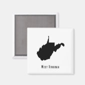 West Virginia Map - Black and White Modern Magneet (Voorkant / Achterkant)