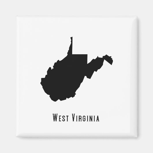 West Virginia Map - Black and White Modern Magneet (Voorkant)