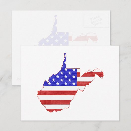 West Virginia Map Shaped Patriotic American Flag Briefkaart (Voorkant / Achterkant)