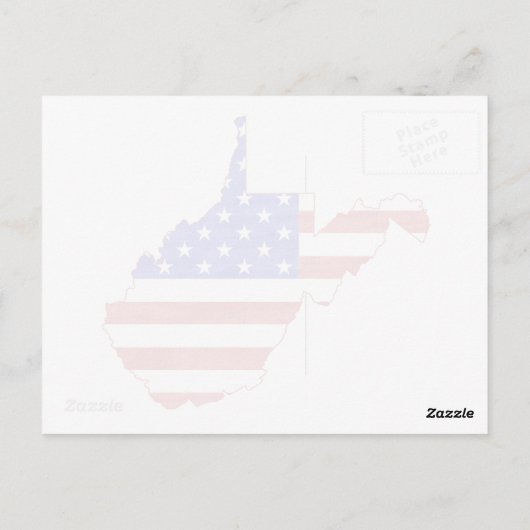 West Virginia Map Shaped Patriotic American Flag Briefkaart (Achterkant)