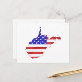 West Virginia Map Shaped Patriotic American Flag Briefkaart