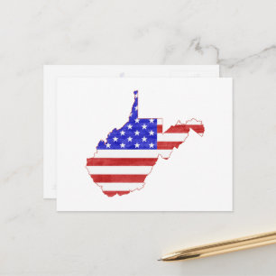 West Virginia Map Shaped Patriotic American Flag Briefkaart