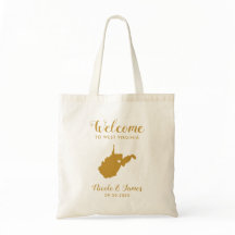 West Virginia Map Wedding Welcome Bag, Gold