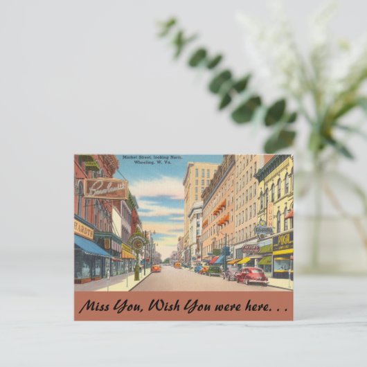 West Virginia, Market Street, Wheeling Briefkaart (Staand voorkant)