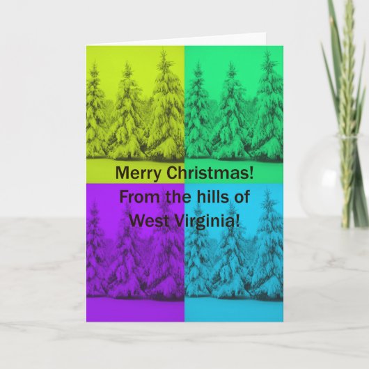 West Virginia Merry-kerstboomklelage Feestdagen Kaart (Voorkant)