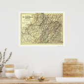West Virginia Midland Railroad Map 1883 Poster (Keuken)