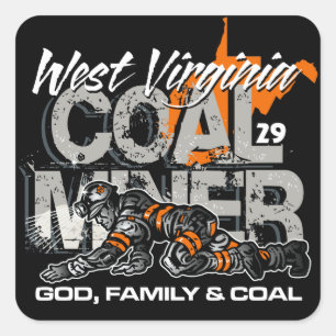 WEST VIRGINIA MIJNWERKER VIERKANTE STICKER