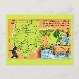 West Virginia Monongahela Valley-ansichtkaart Briefkaart