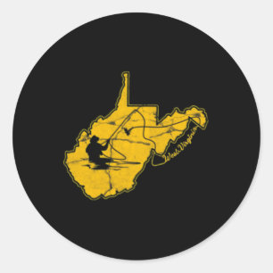 West Virginia Mountain Gold en Blue Fly Vissen F Ronde Sticker