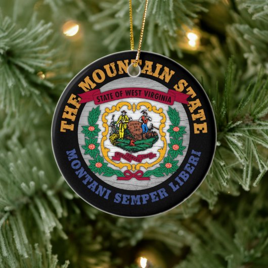 WEST VIRGINIA MOUNTAIN STATE FLAG KERAMISCH ORNAMENT (Boom)