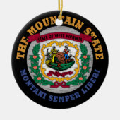 WEST VIRGINIA MOUNTAIN STATE FLAG KERAMISCH ORNAMENT (Voorkant)