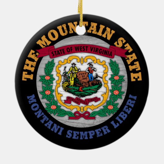 WEST VIRGINIA MOUNTAIN STATE FLAG KERAMISCH ORNAMENT (Achterkant)