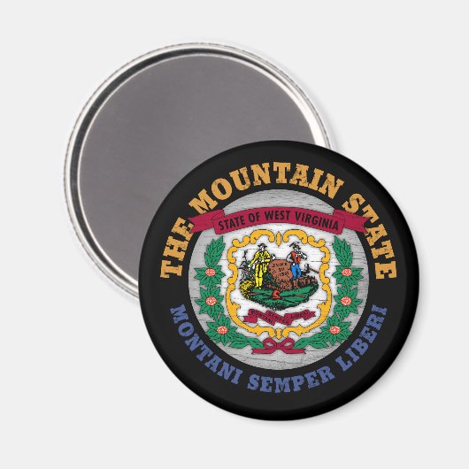 WEST VIRGINIA MOUNTAIN STATE FLAG MAGNET (Voorkant / Achterkant)