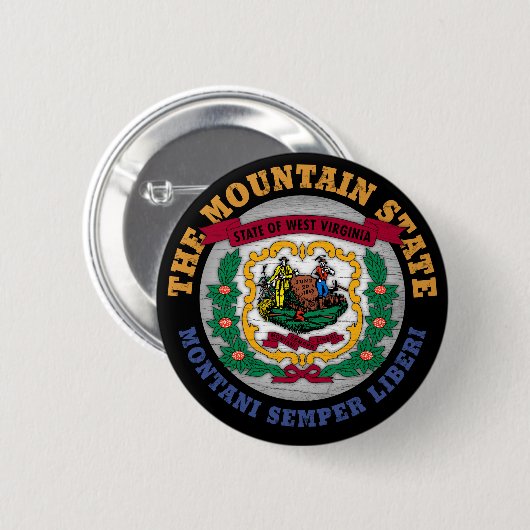 WEST VIRGINIA MOUNTAIN STATE FLAG RONDE BUTTON 5,7 CM (Voorkant /achterkant)