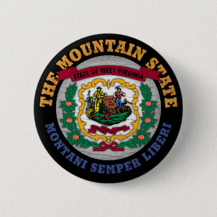WEST VIRGINIA MOUNTAIN STATE FLAG RONDE BUTTON 5,7 CM