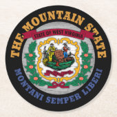 WEST VIRGINIA MOUNTAIN STATE FLAG RONDE KARTONNEN ONDERZETTER (Voorkant)