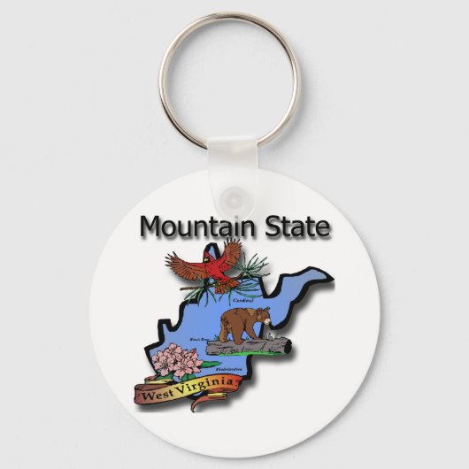 West Virginia Mountain State Kardinaal Beer Rhodod Sleutelhanger (Voorkant)