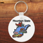 West Virginia Mountain State Kardinaal Beer Rhodod Sleutelhanger (Voorkant)