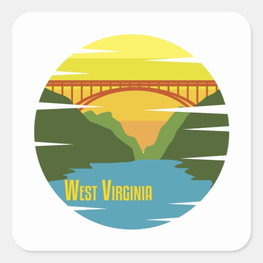 West Virginia New River Gorge Retro WV Reisgeschen Vierkante Sticker (Voorkant)