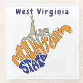 West Virginia Nickname Word Art Glazen Onderzetter (Voorkant)