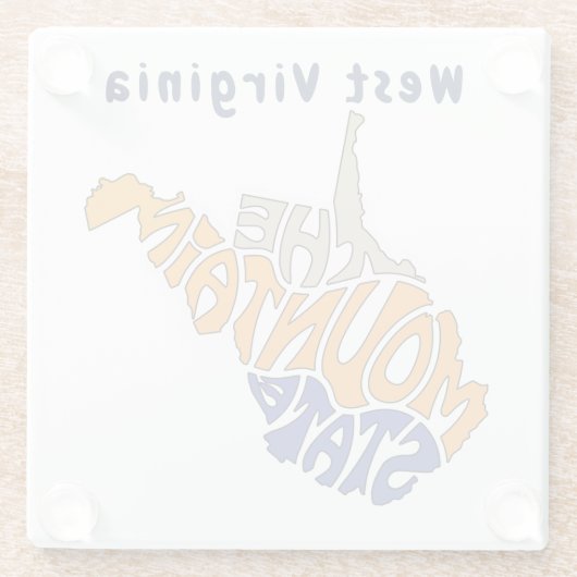 West Virginia Nickname Word Art Glazen Onderzetter (Achterkant)