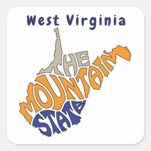 West Virginia Nickname Word Art Vierkante Sticker
