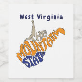 West Virginia Nickname Word Art Wijn Etiket (Enkel label)