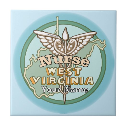West Virginia Nurse Caduceus Tegeltje (Voorkant)