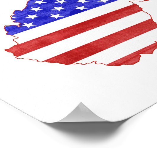 West Virginia Outline Map Shaped American Flag Poster (Hoek)