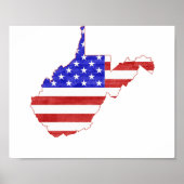 West Virginia Outline Map Shaped American Flag Poster (Voorkant)