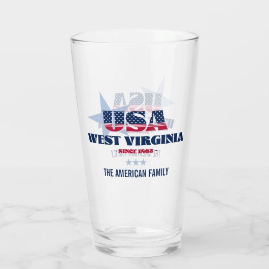 West Virginia Patriotic Pride voor het eerst geper Glas (Achterkant)