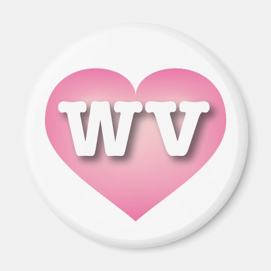 West Virginia Pink Fade Heart - Ik hou van WV Magneet (Voorkant)