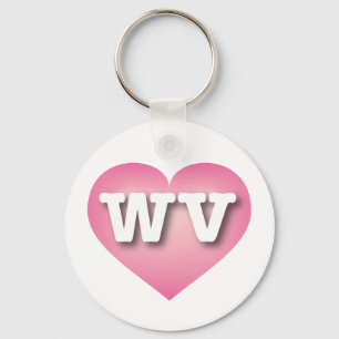 West Virginia Pink Fade Heart - Ik hou van WV Sleutelhanger