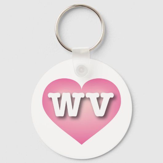 West Virginia Pink Fade Heart - Ik hou van WV Sleutelhanger (Voorkant)
