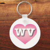 West Virginia Pink Fade Heart - Ik hou van WV Sleutelhanger (Voorkant)