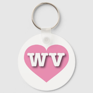 West Virginia Pink Heart - Ik hou van WV Sleutelhanger