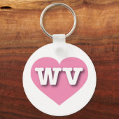 West Virginia Pink Heart - Ik hou van WV Sleutelhanger (Voorkant)