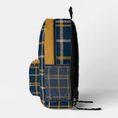West Virginia plaid tartan navy gold checkered Bedrukte Rugzak (Rechts)