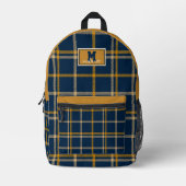 West Virginia plaid tartan navy gold checkered Bedrukte Rugzak (Voorkant)