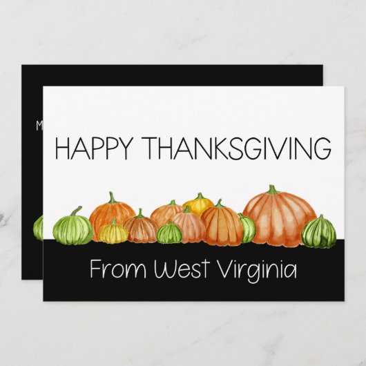 West Virginia pumpkins Thanksgiving Card Feestdagenkaart (Voorkant / Achterkant)