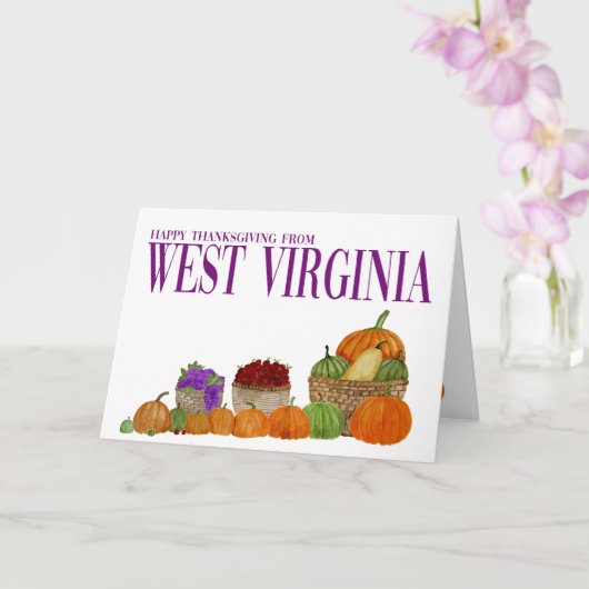 West Virginia Pumpkins Thanksgiving Card Kaart (Orchidee)