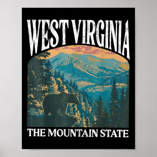 West Virginia Retro Beer Mountain Graphic Poster (Voorkant)