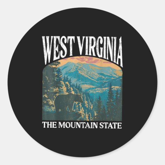 West Virginia Retro Beer Mountain Graphic Ronde Sticker (Voorkant)