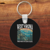 West Virginia Retro Beer Mountain Graphic Sleutelhanger (Voorkant)