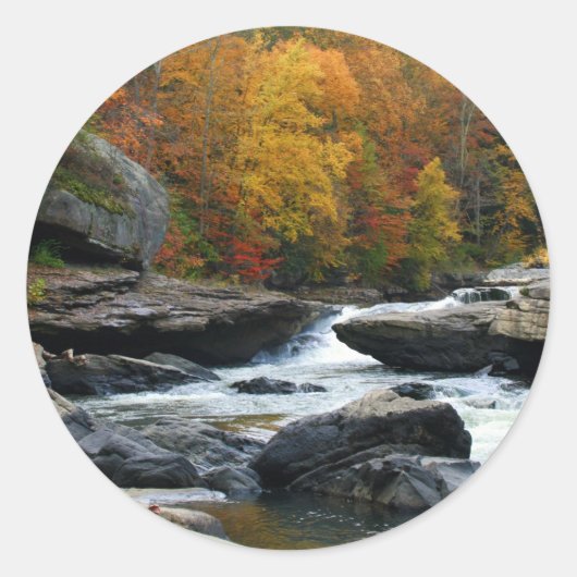 West Virginia River in de herfst Ronde Sticker (Voorkant)