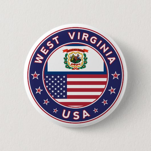 West Virginia Ronde Button 5,7 Cm (Voorkant)