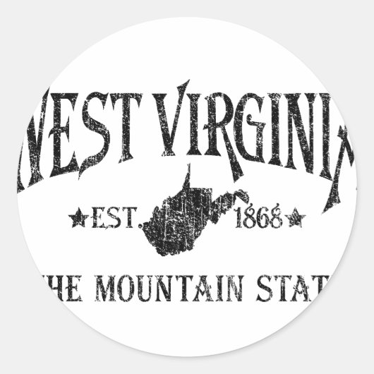 West Virginia Ronde Sticker (Voorkant)