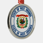 West Virginia Round Emblem Metalen Ornament (Rechts)